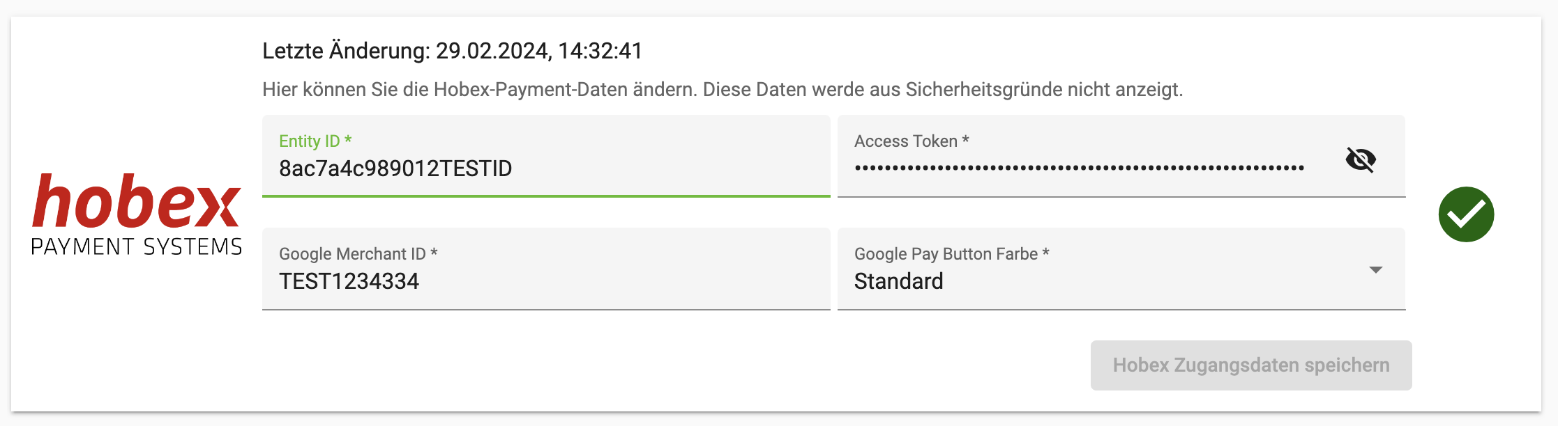 Hobex Zahlungsdatendialog